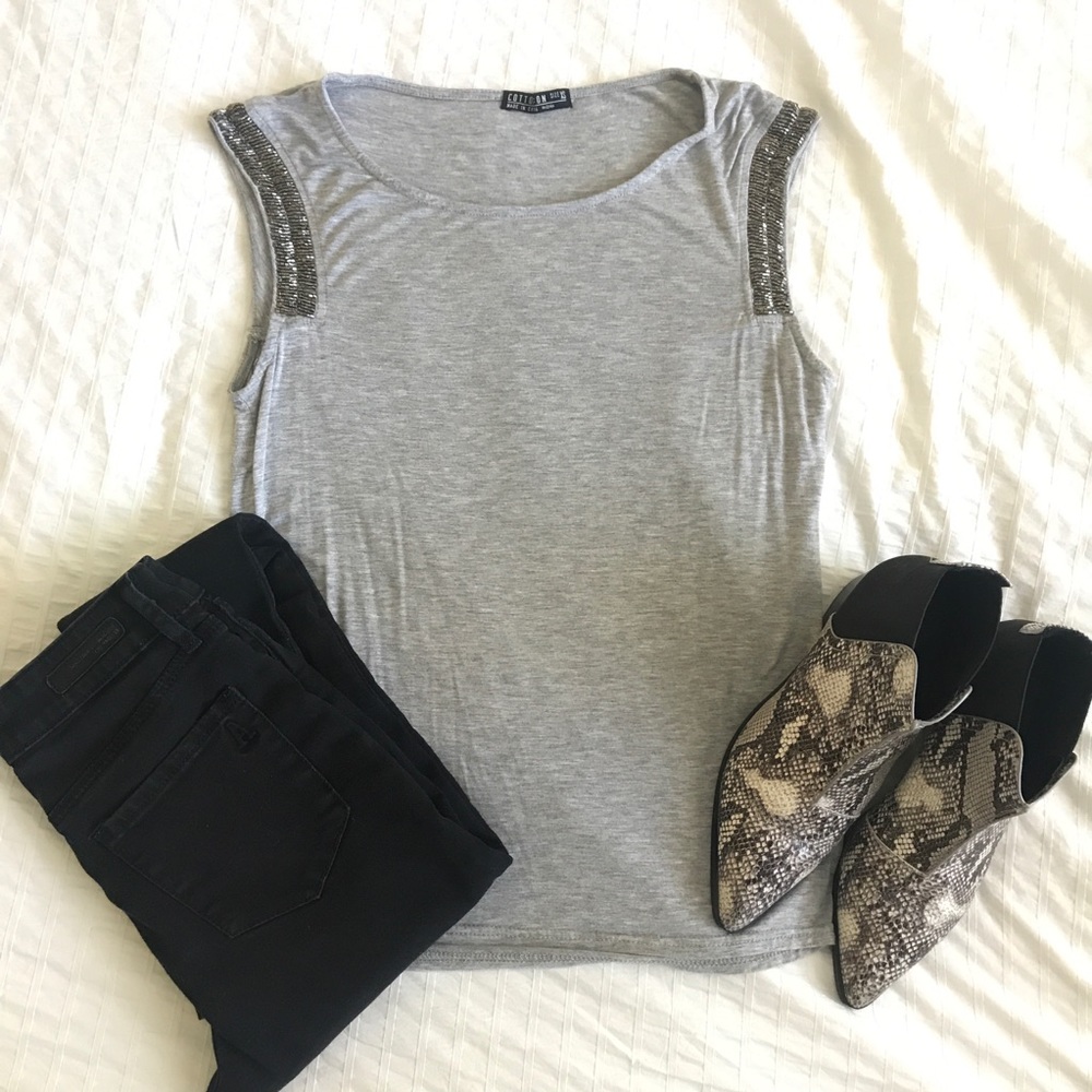 Beaded slouch tank